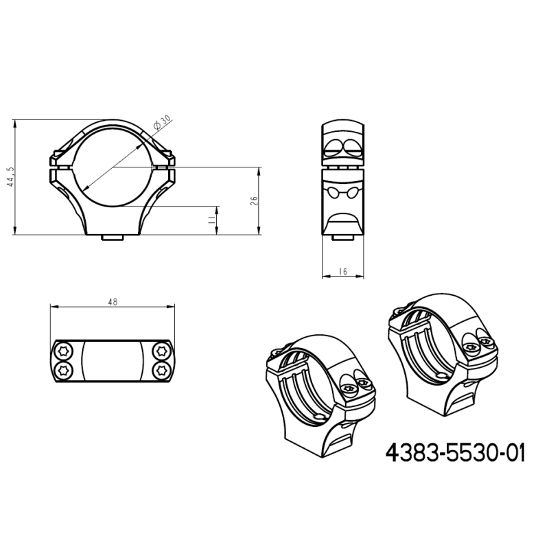 30mm scope rings | long Picatinny QD Ergo base