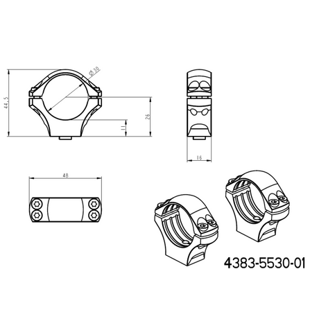 30mm scope rings | two-piece Picatinny QD Ergo base