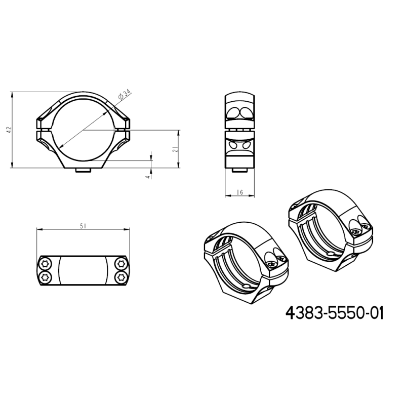 34mm scope rings | short Picatinny QD base