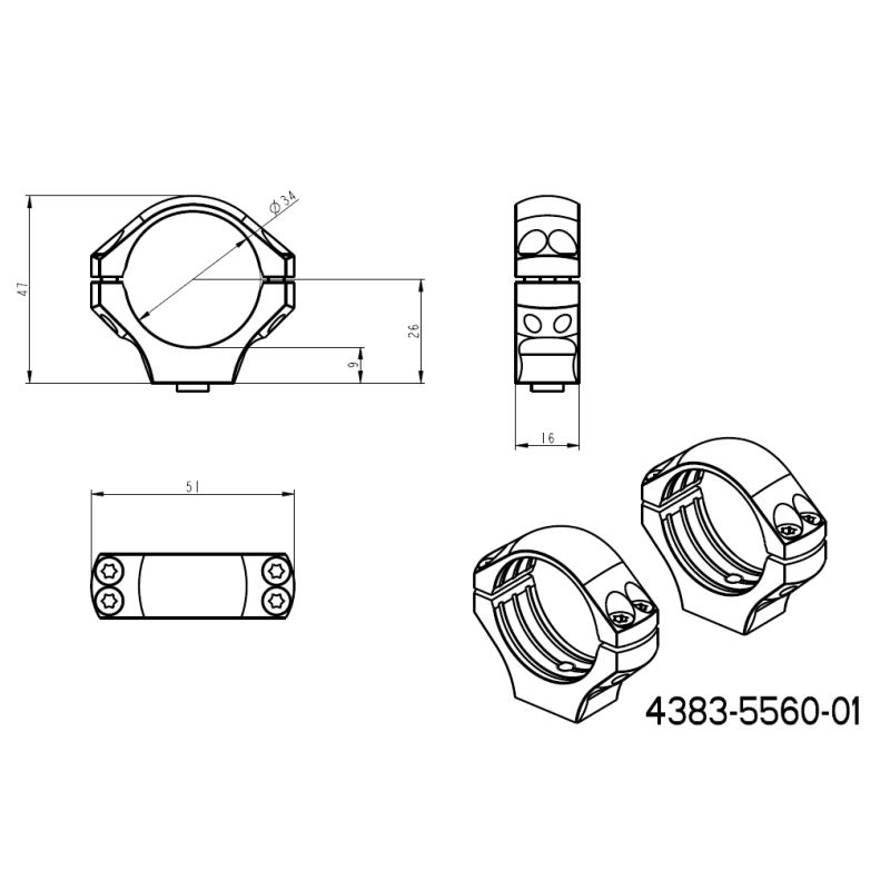 34mm scope rings | two-piece picatinny base with levers