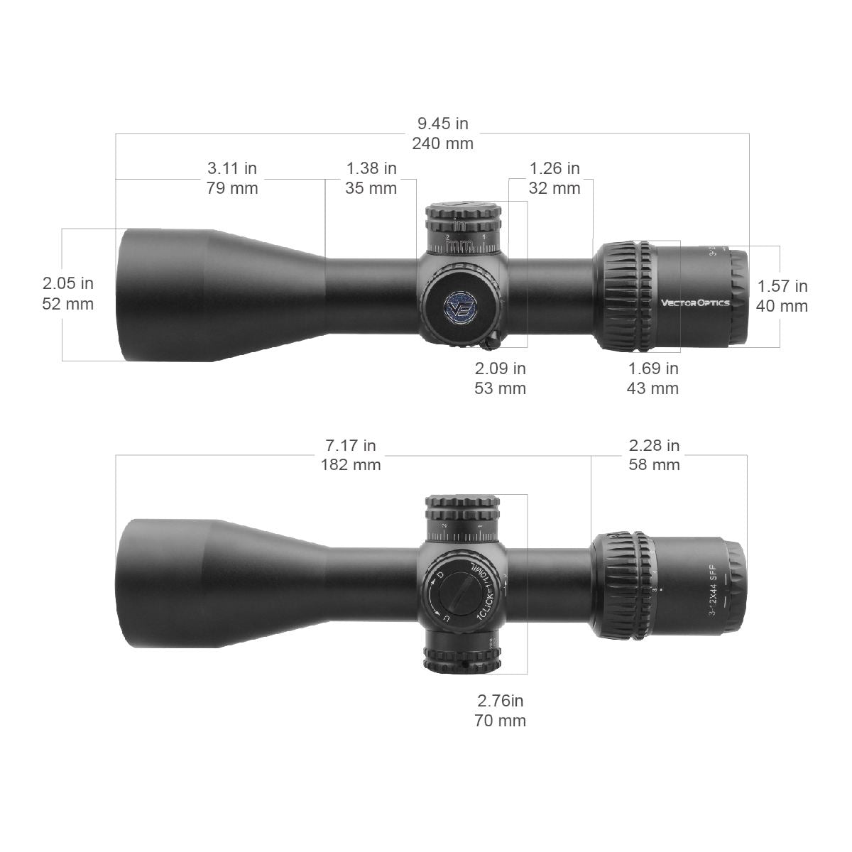 Vector Optics Veyron 3-12x44 SFP compact rifle scope